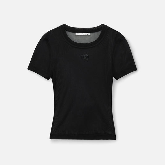 Alexander Wang with Stacked Wang Hotfix Tee - Black