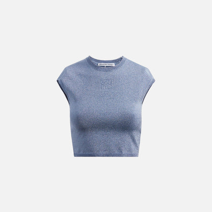 Alexander Wang Cap Sleeve Tee with Embossed Logo - Ariel Blue