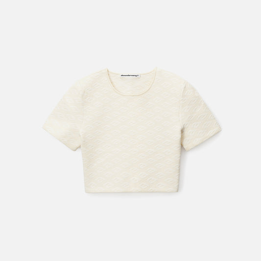 Alexander Wang Skewed Logo Jacquard Tee - Bone