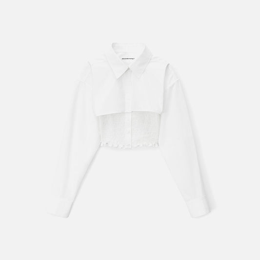 Alexander Wang Smocked Cami Overshirt Tinset - White