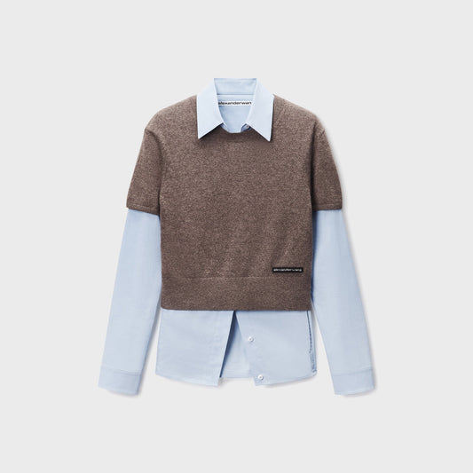 Alexander Wang Prestyled Knit Vest Shirt - Blue / Brown
