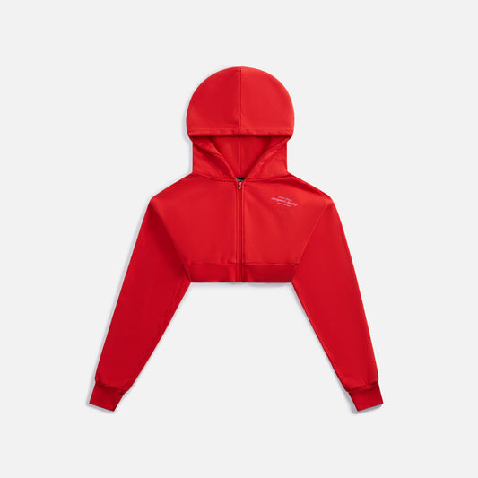 The Local Love Club Matchbook Cropped Zip Hoodie - Hot Red