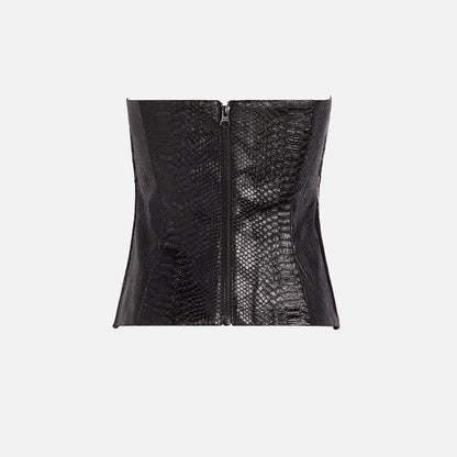 Kim Shui Vinyl Snake Bustier Top - Black