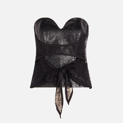 Kim Shui Vinyl Snake Bustier Top - Black
