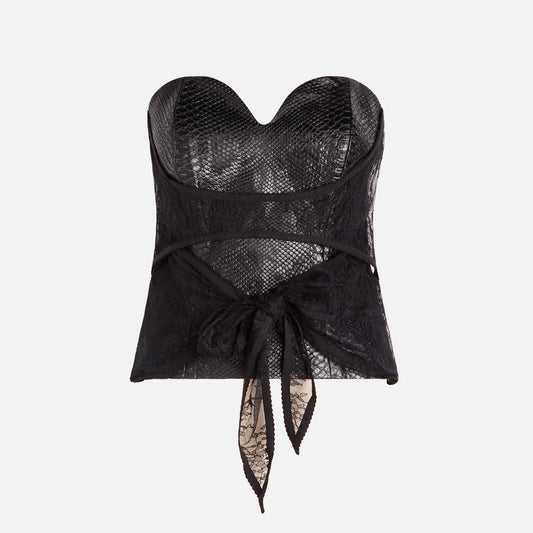 Kim Shui Vinyl Snake Bustier Top - Black