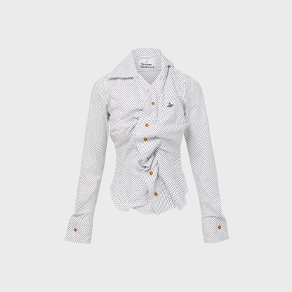 Vivienne Westwood Drunken Shirt - Blue / Brown Stripe