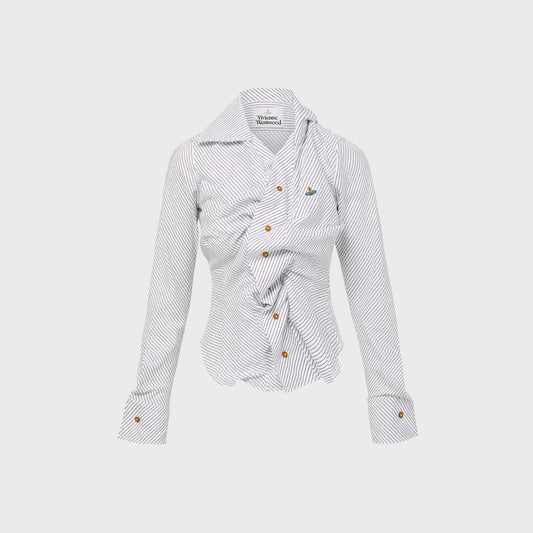 Vivienne Westwood Drunken Shirt - Blue / Brown Stripe