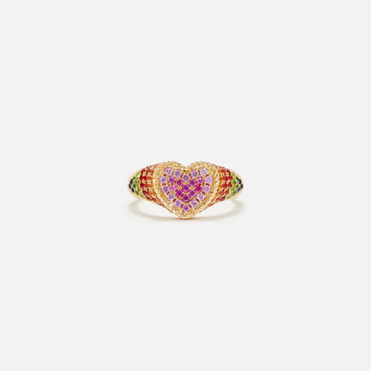 Yvonne Leon Baby Chevalier Coeur Rainbow Ring - Multi