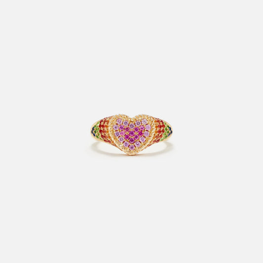 Yvonne Leon Baby Chevalier Coeur Rainbow Ring - Multi