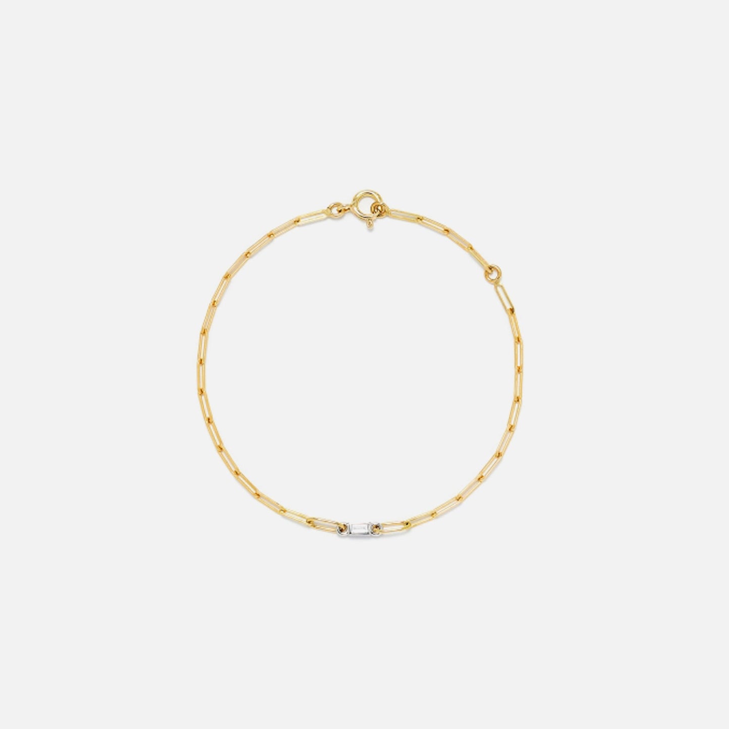 Yvonne Leon Bracelet PM 1 Baguettes Clos Diamant Small Link - Yellow
