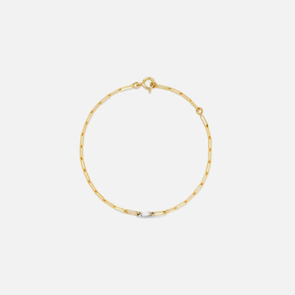 Yvonne Leon Bracelet PM 1 Baguettes Clos Diamant Small Link - Yellow