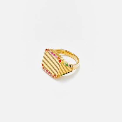 Yvonne Leon Chevaliere Princesse Rayures Rainbow OJ Ring - Yellow