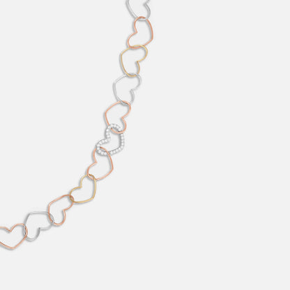 Yvonne Leon Collier Maille Coeur 3 Ors Heart Link Necklace - Multi