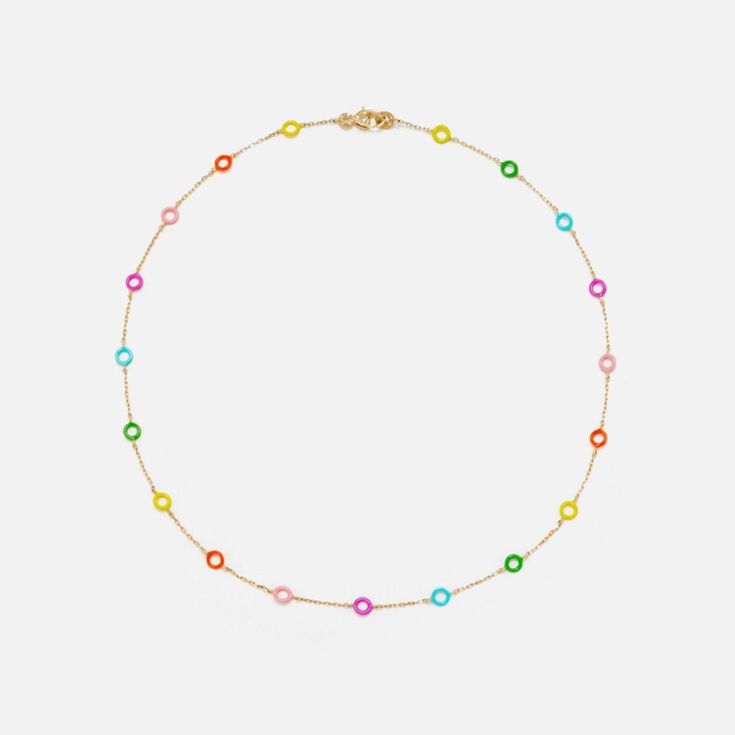 Yvonne Leon Collier Donuts Rainbow OJ Multi Donut Neclace - Yellow Gold / Rainbow