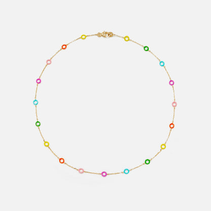 Yvonne Leon Collier Donuts Rainbow OJ Multi Donut Neclace - Yellow Gold / Rainbow