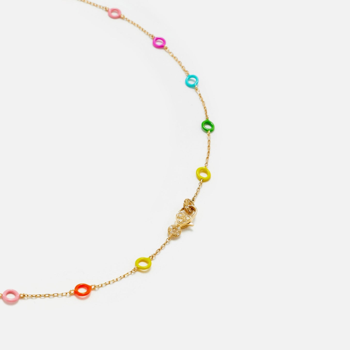 Yvonne Leon Collier Donuts Rainbow OJ Multi Donut Neclace - Yellow Gold / Rainbow