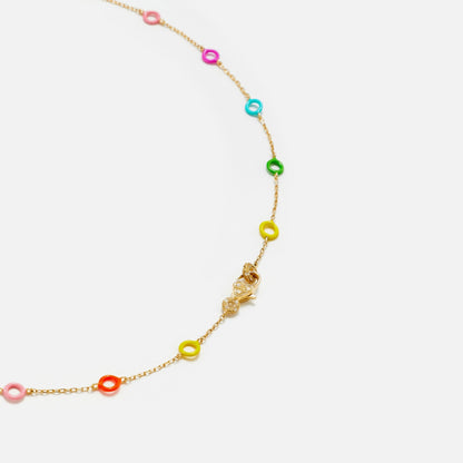Yvonne Leon Collier Donuts Rainbow OJ Multi Donut Neclace - Yellow Gold / Rainbow