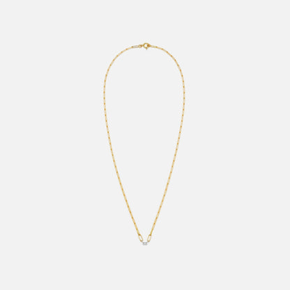 Yvonne Leon Collier Necklace PM 1 Baguettes Clos Diamant Small Link - Yellow