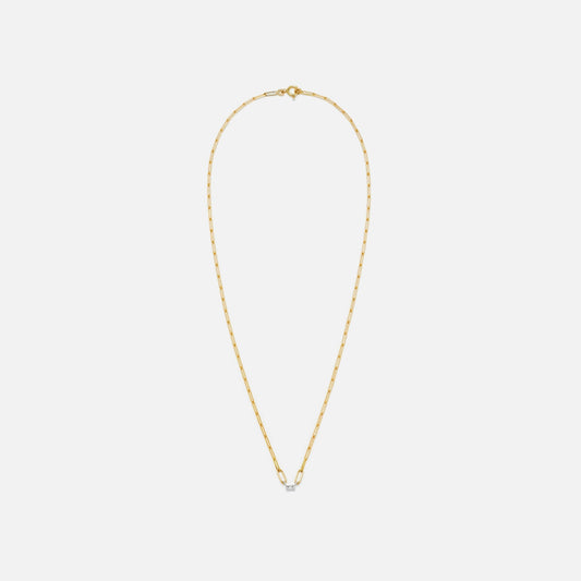 Yvonne Leon Collier Necklace PM 1 Baguettes Clos Diamant Small Link - Yellow