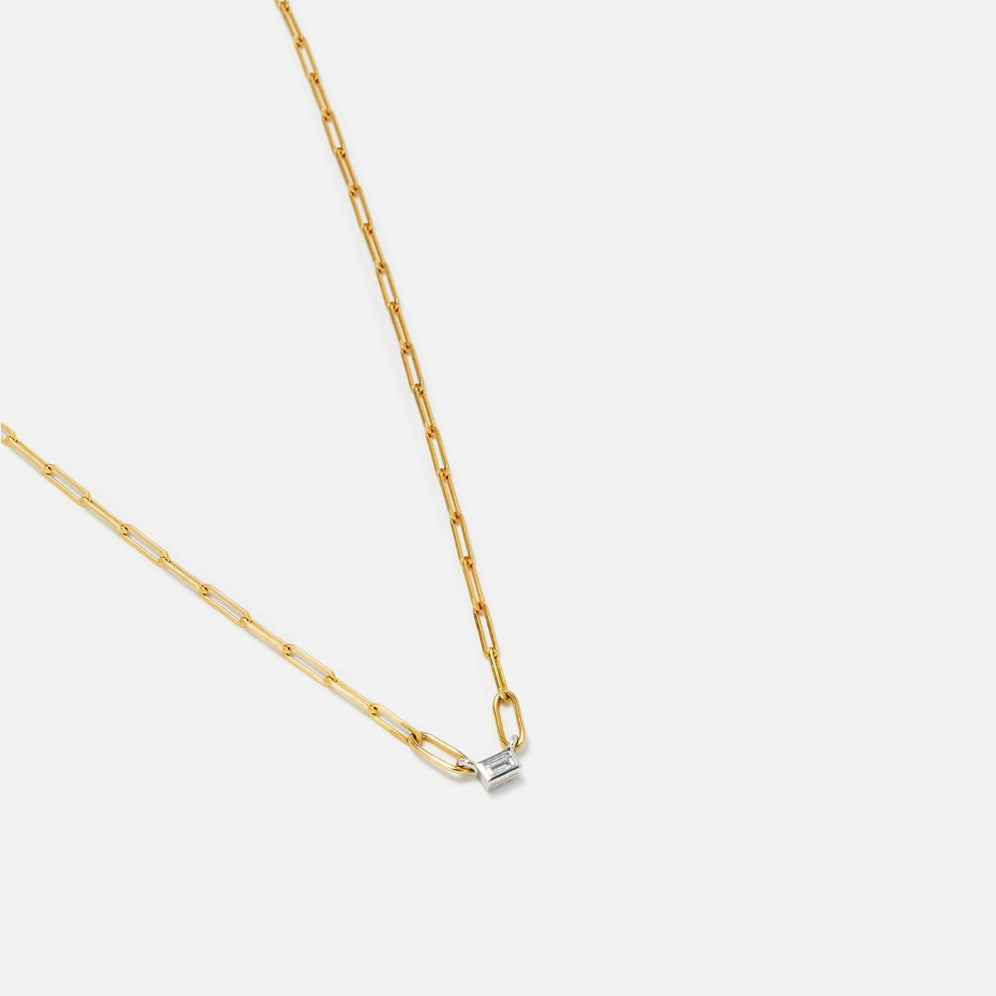 Yvonne Leon Collier Necklace PM 1 Baguettes Clos Diamant Small Link - Yellow