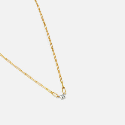 Yvonne Leon Collier Necklace PM 1 Baguettes Clos Diamant Small Link - Yellow
