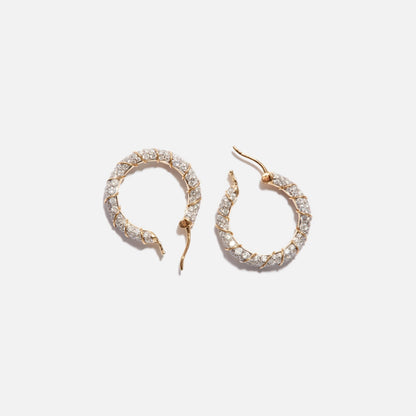 Yvonne Leon Paire De Creoles Twistees Diamants OJ Diamond Hoop - Yellow