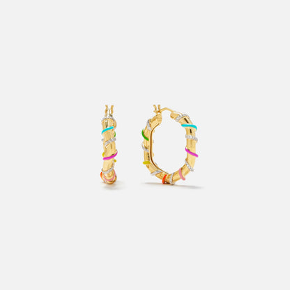 Yvonne Leon Paire De Creoles Twistees Rainbow Hoop Earrings - Multi
